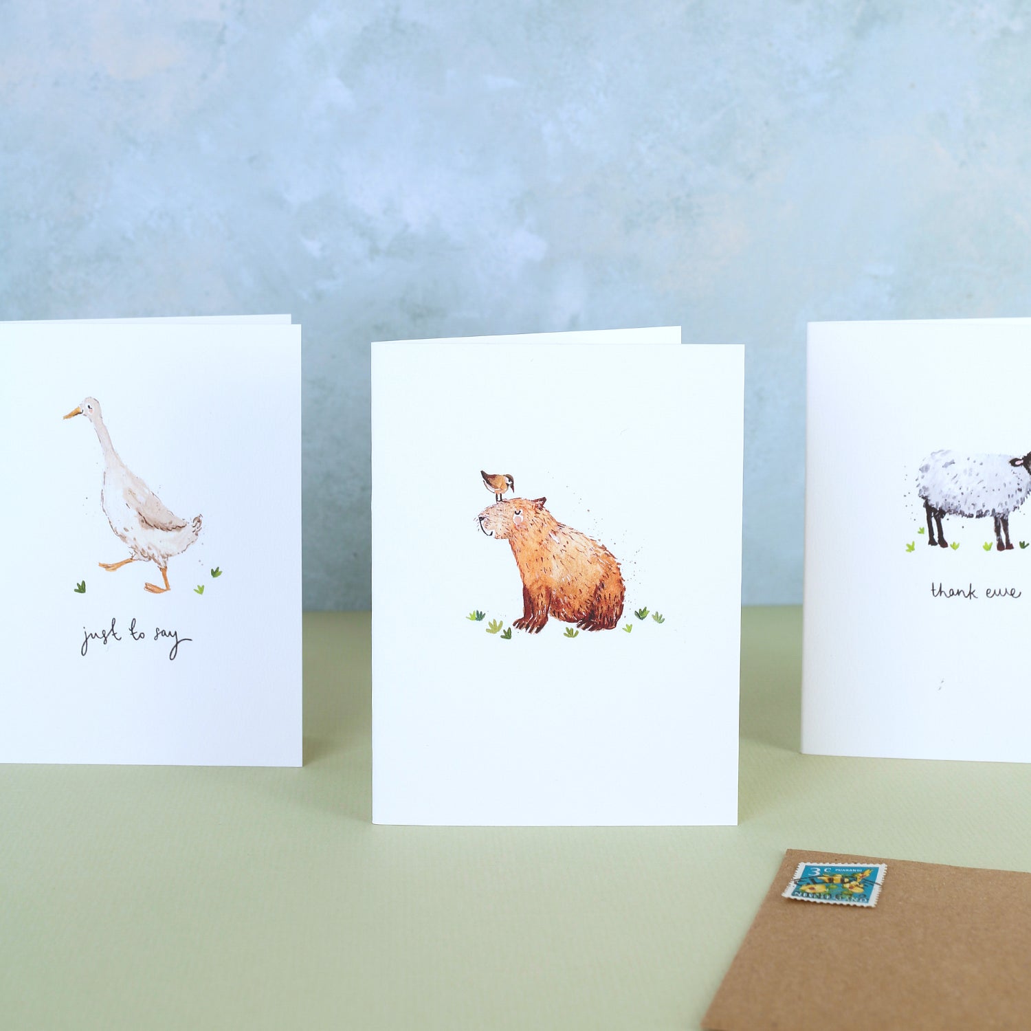 Capybara and Bird Mini Card