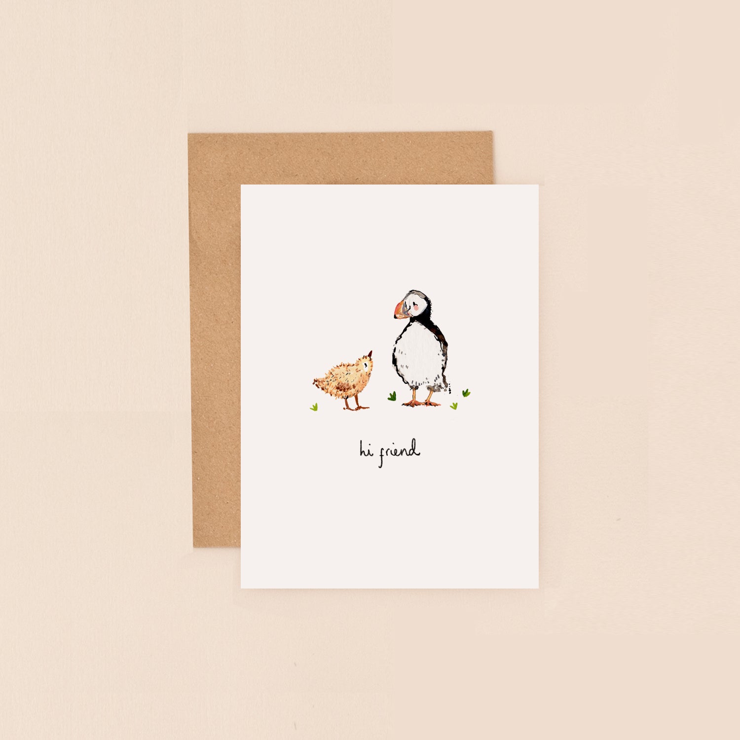 Puffin and Chick Hi Friend Mini Card