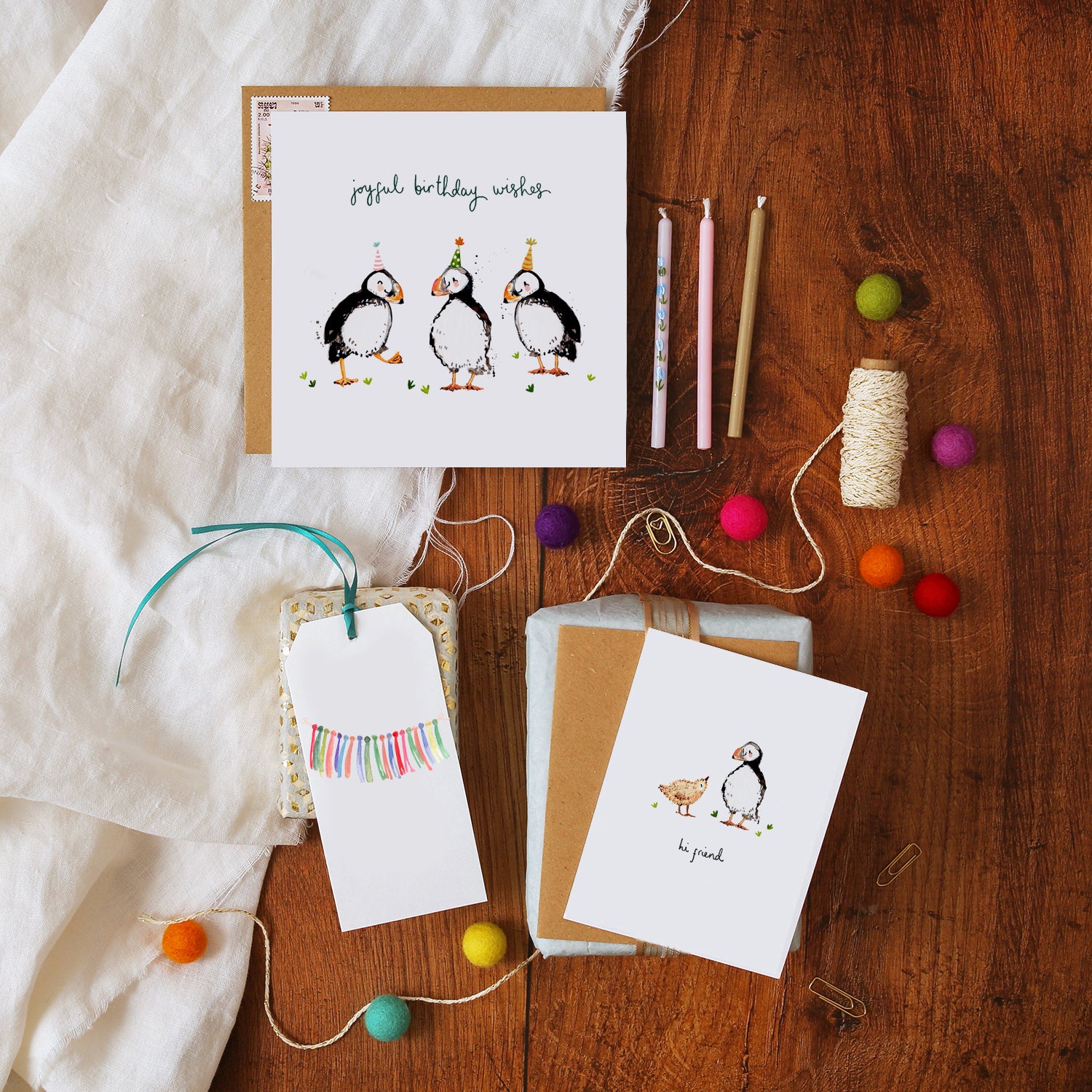 Puffin and Chick Hi Friend Mini Card