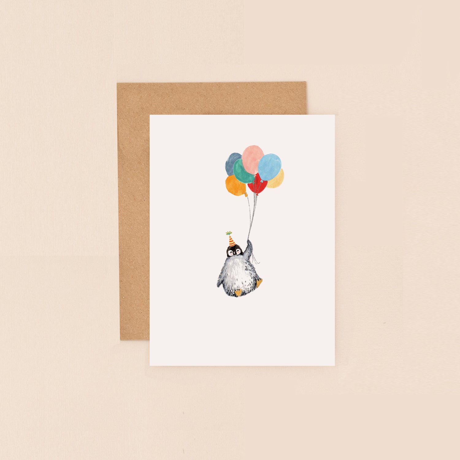 Penguin and Balloons Mini Card