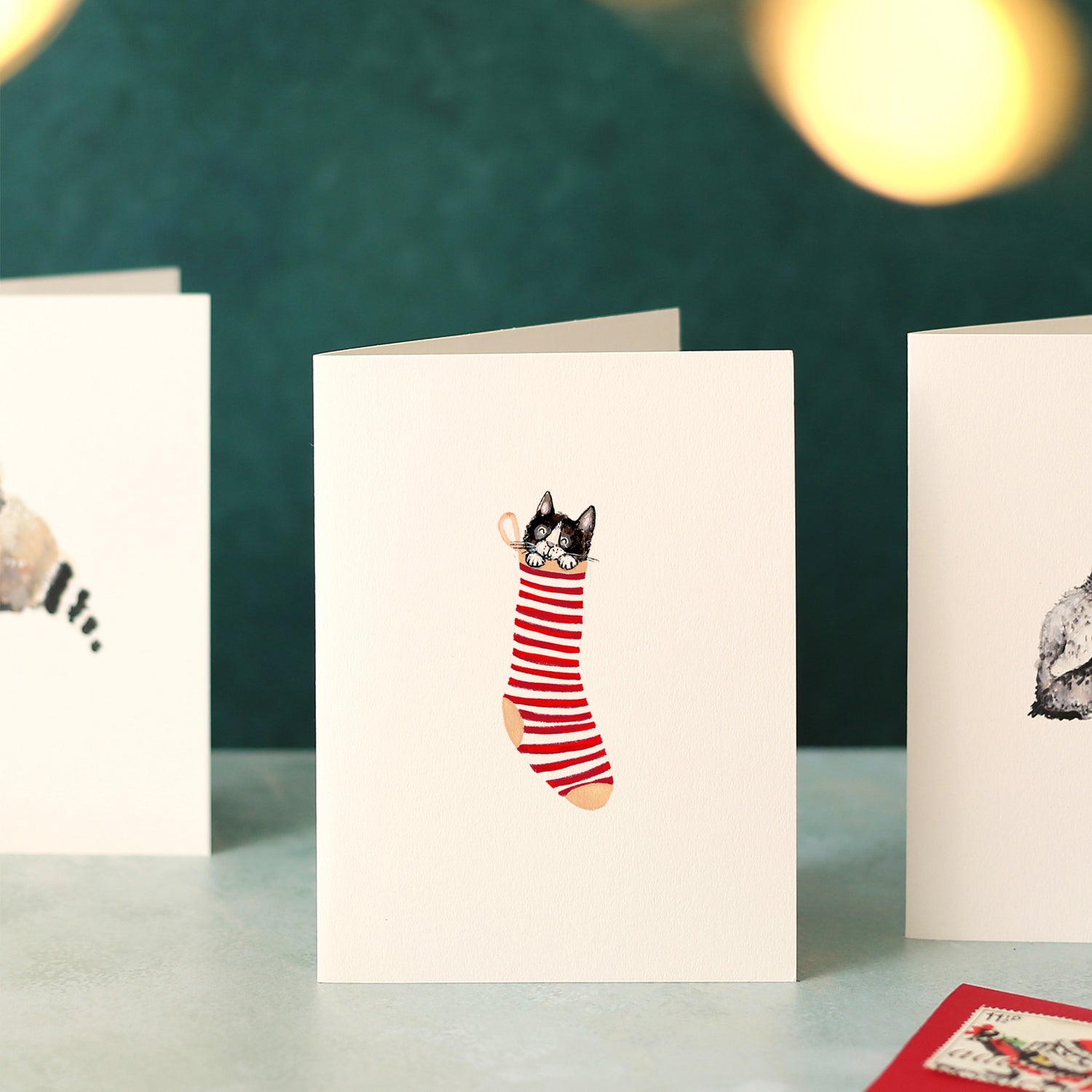 Cat in Stocking Mini Christmas Card