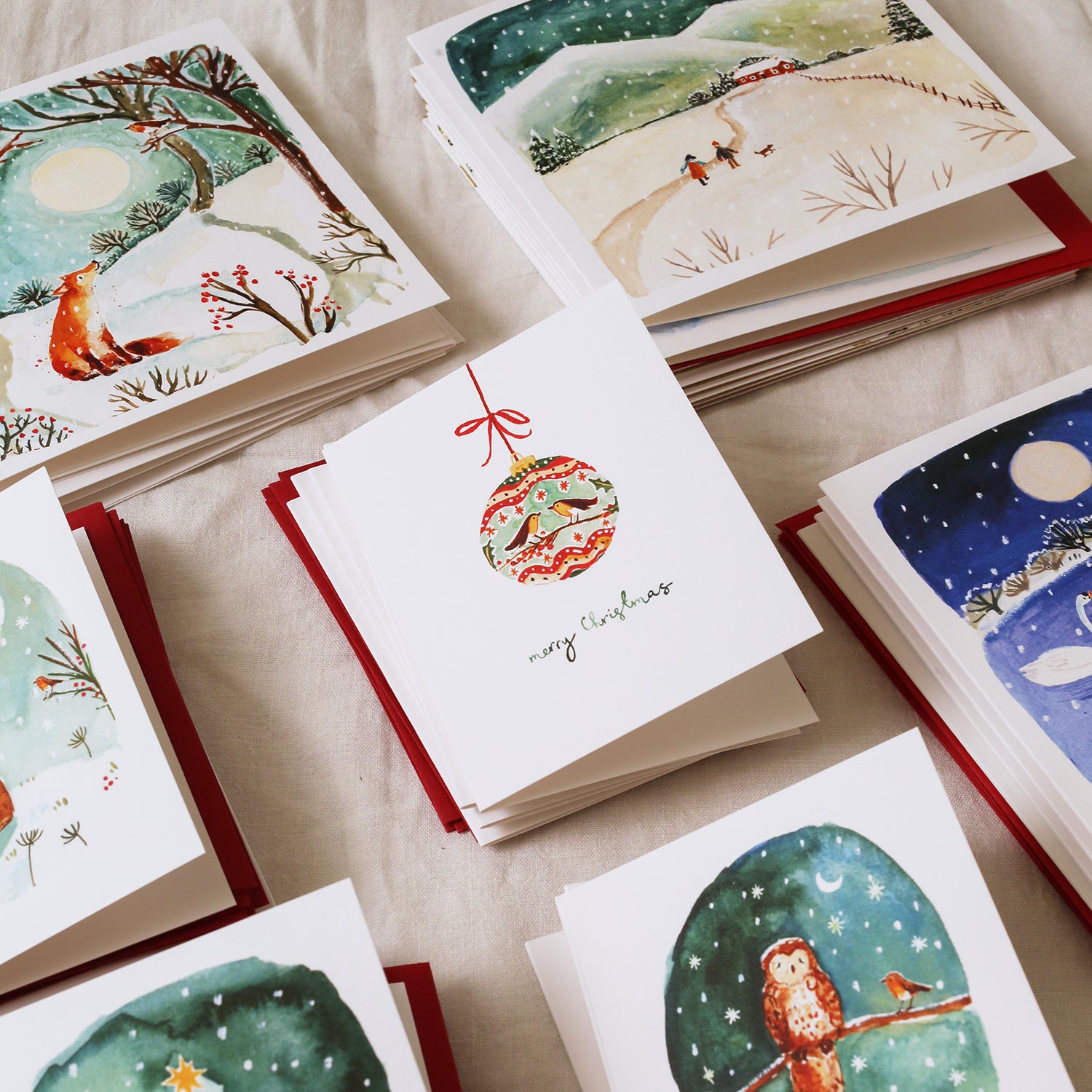 Robin Bauble Mini Christmas Card
