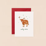 Highland Cow and Robins Mini Christmas Card