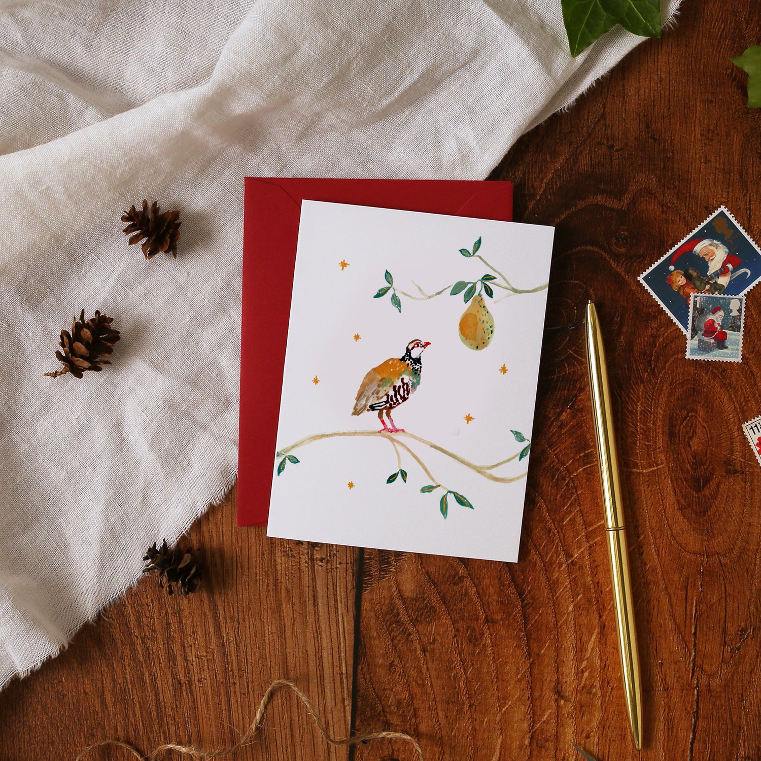 Partridge and Pear Mini Christmas Card