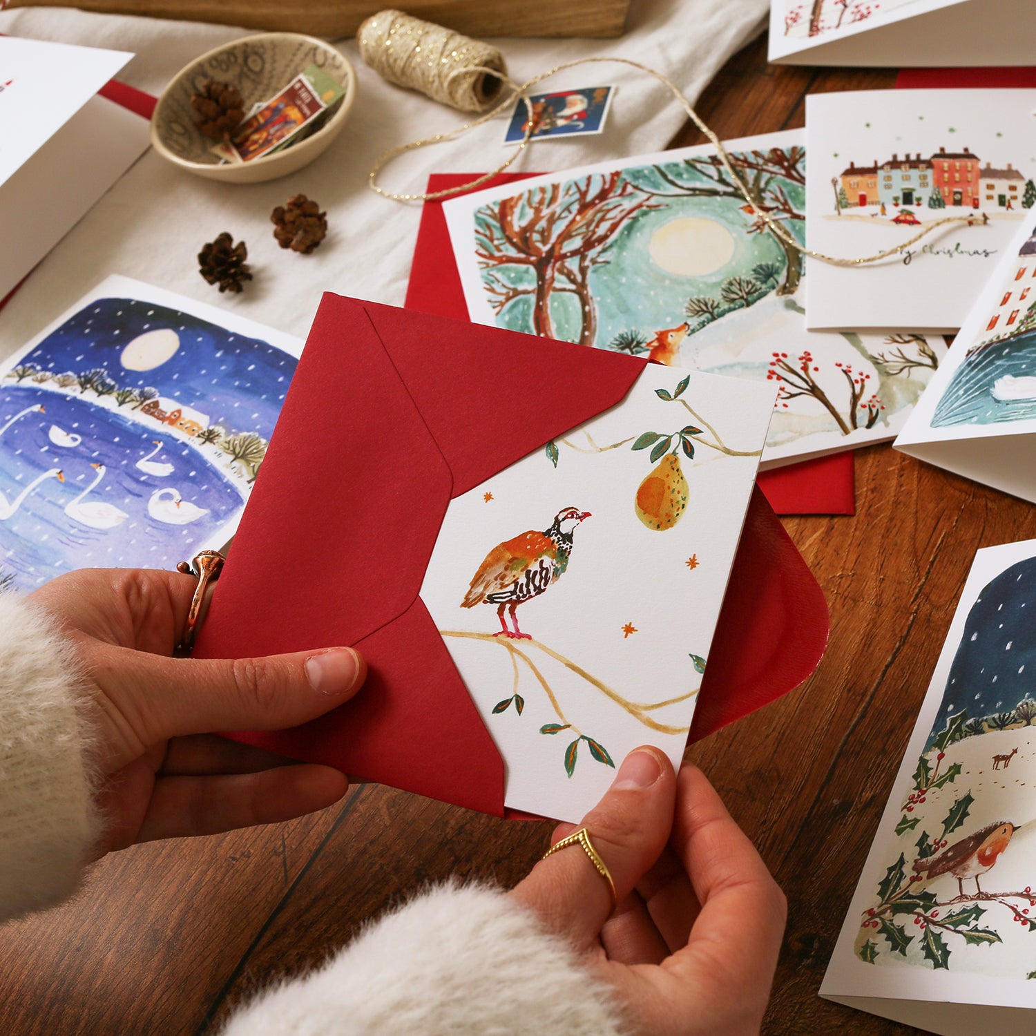 Partridge and Pear Mini Christmas Card