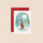 Hare and Robin in Moonlight Mini Christmas Card