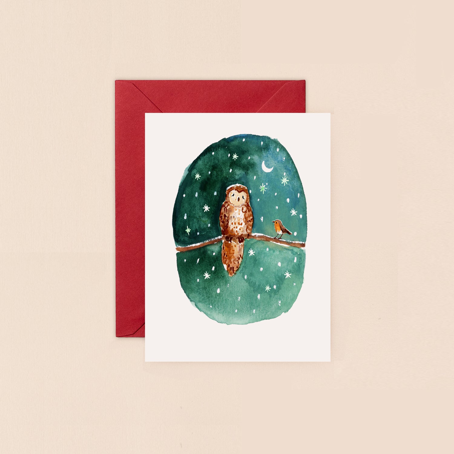 Owl and Robin Mini Christmas Card