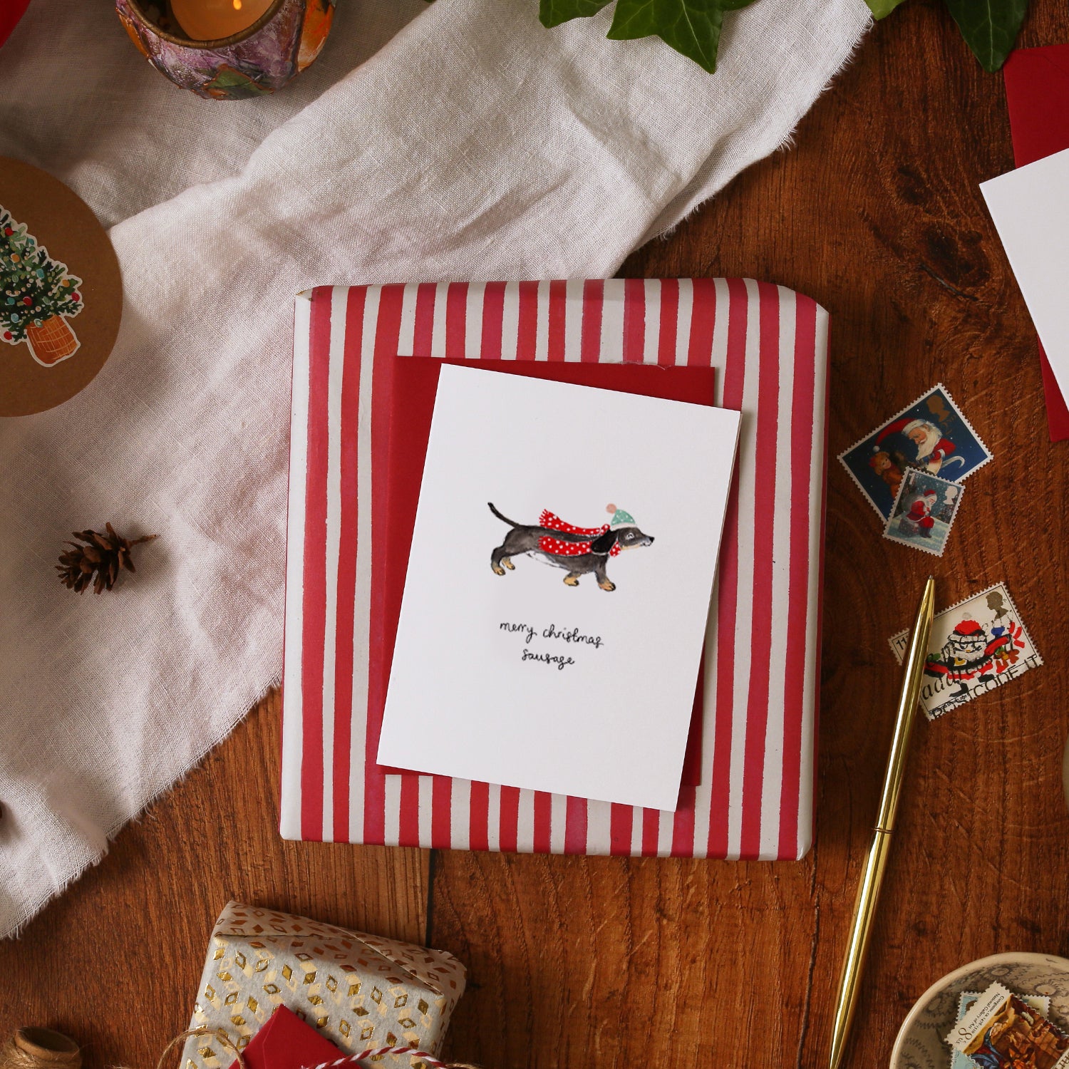 Sausage Mini Christmas Card