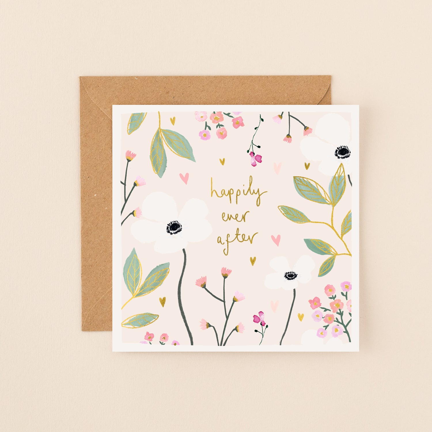 Happily Ever After Flowers Wedding Card