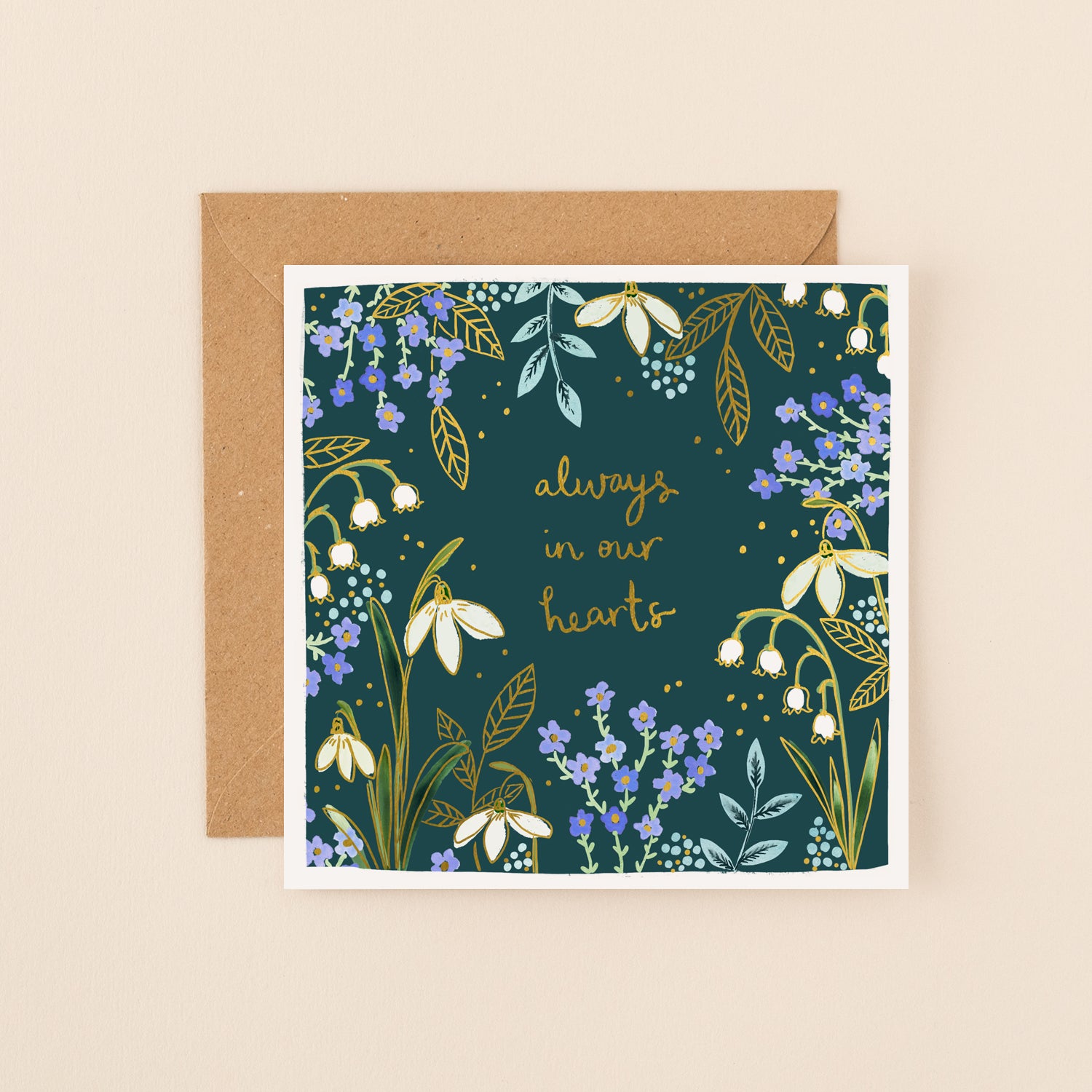 Flowers Always In Our Hearts Sympathy Card