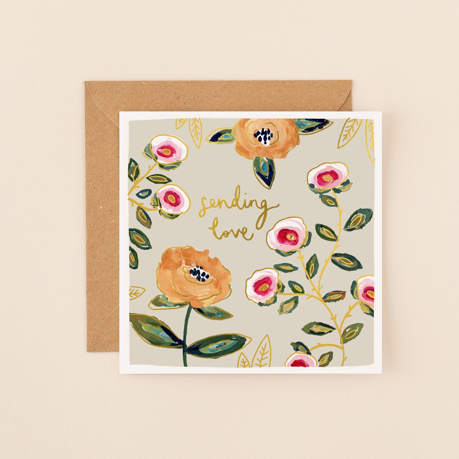 Flowers Sending Love Sympathy Card