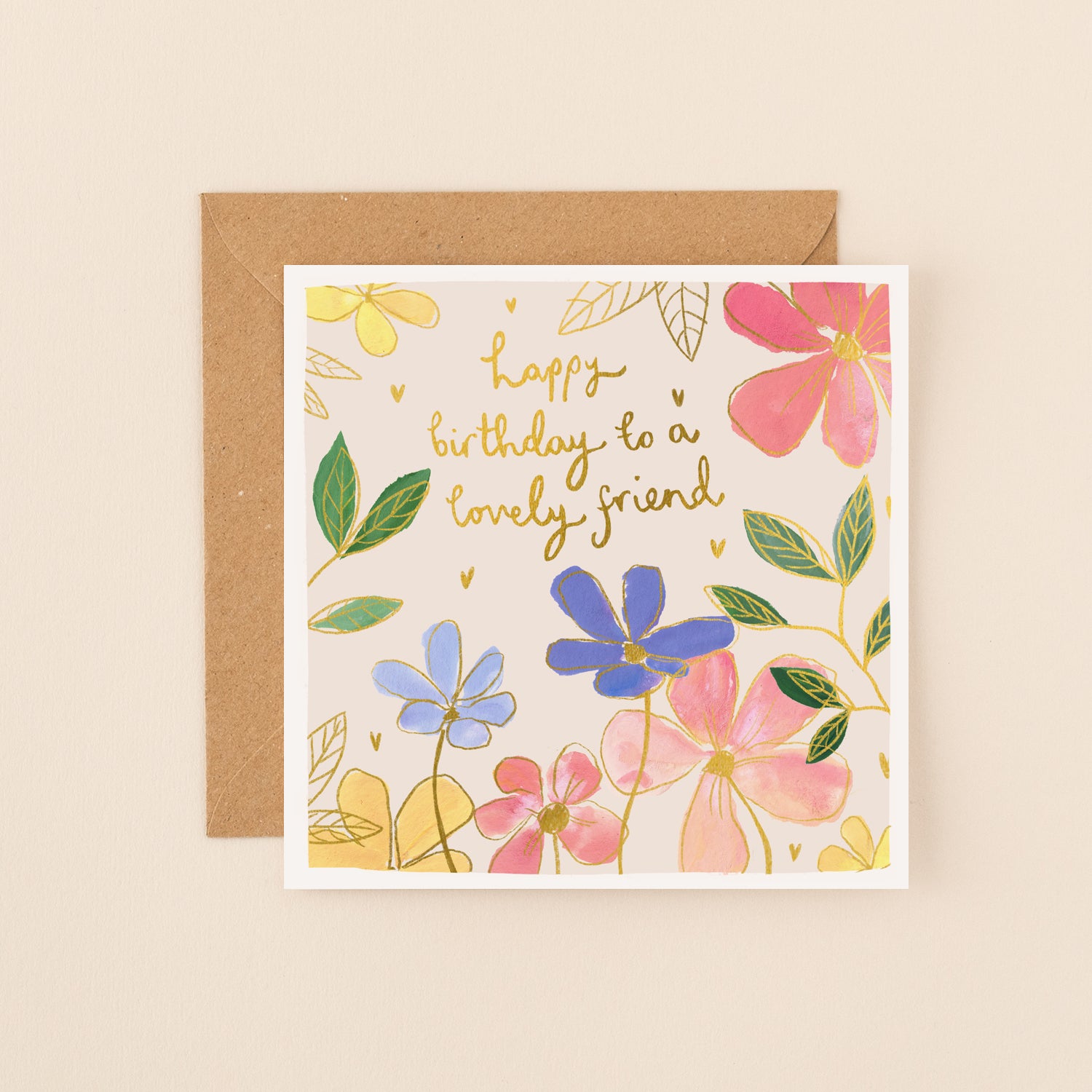 Rainbow Flowers Friend Birthday Card