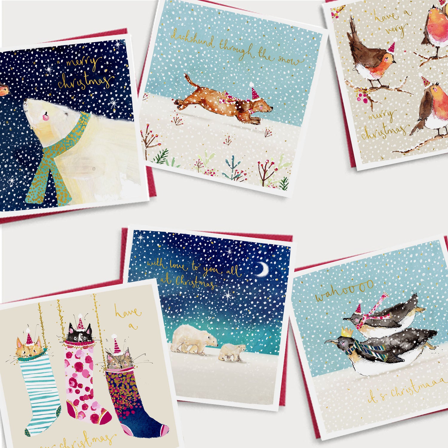 Christmas Cards Bundle - Foiled Festive Animals Christmas Cards