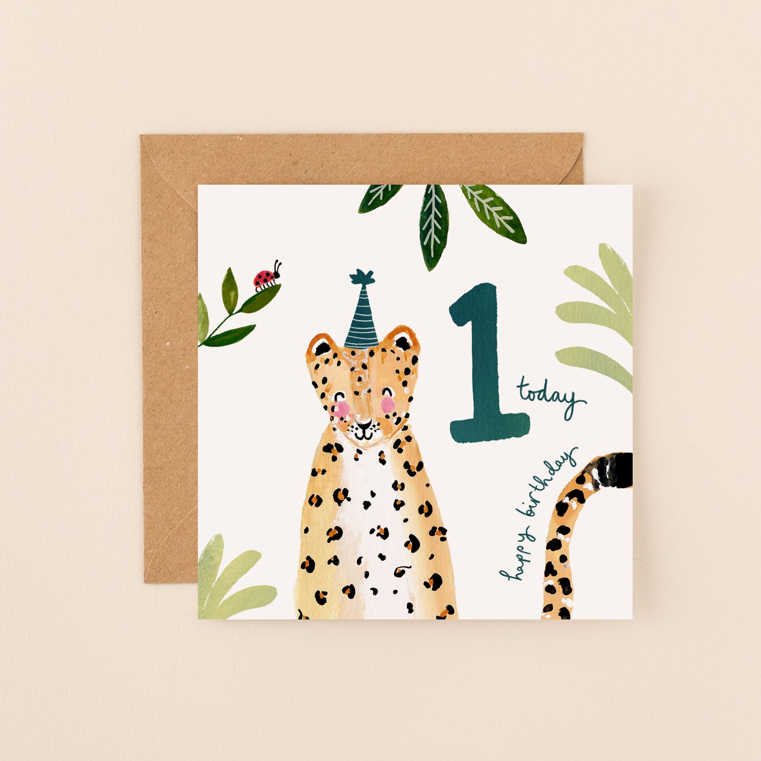 Leopard 1st Birthday Card