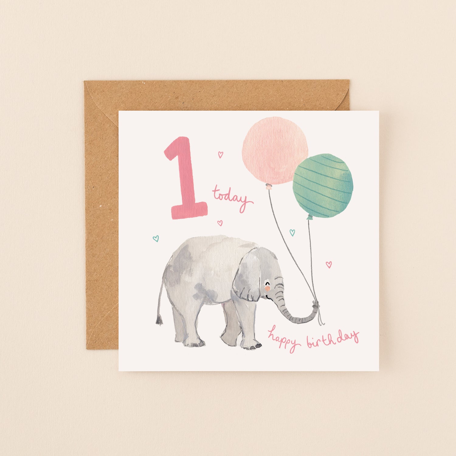 Elephant 1st Birthday Card