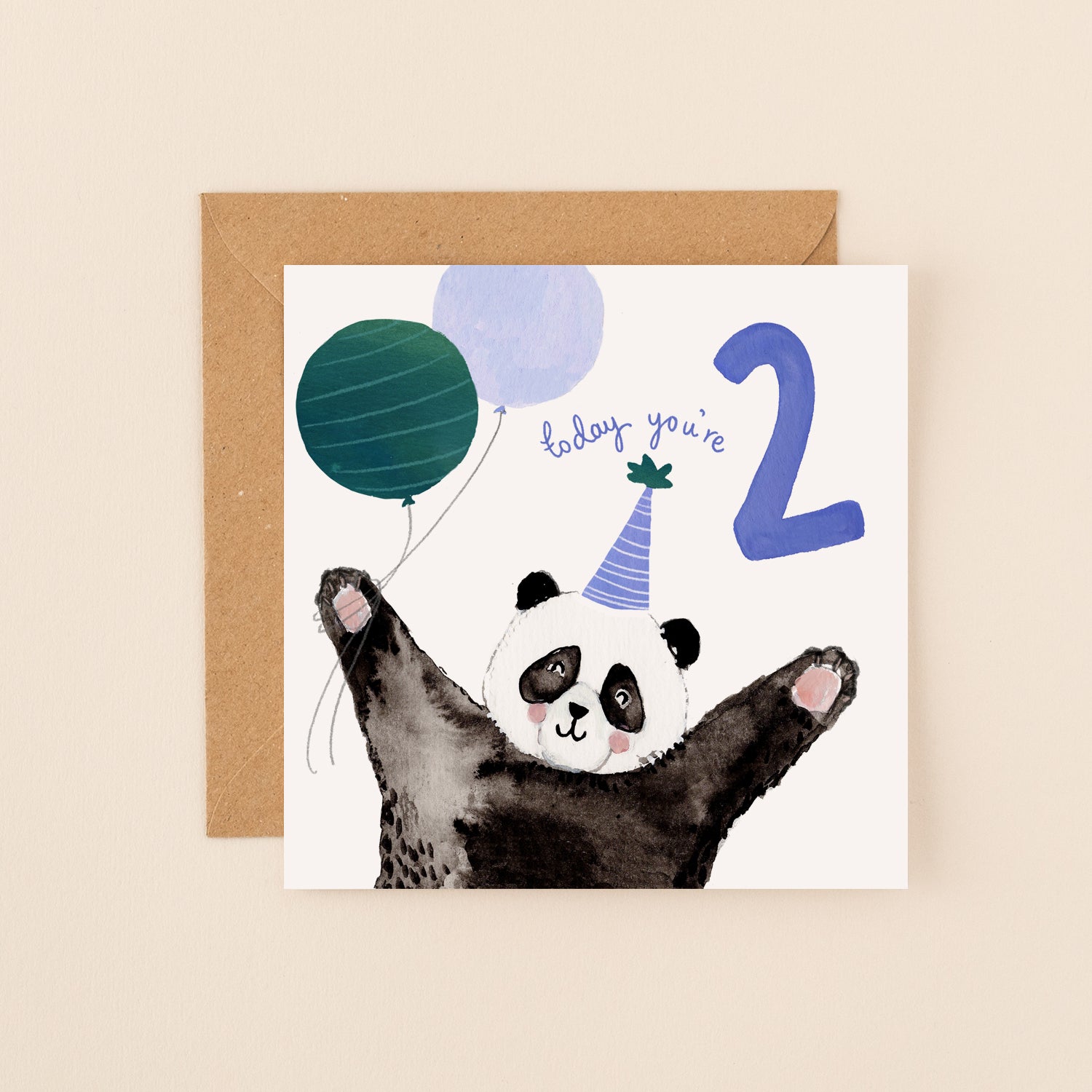 Panda 2nd Birthday Card