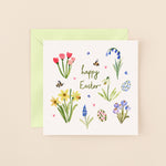 Flowers and Eggs Happy Easter Card