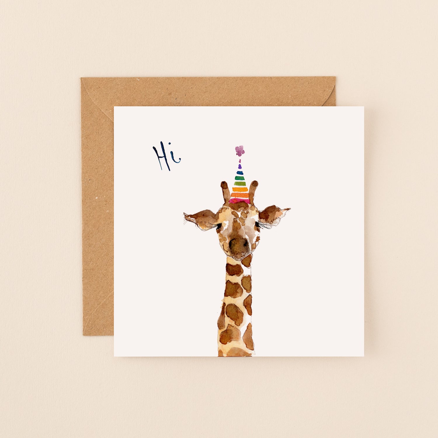 Giraffe Hi Birthday Card