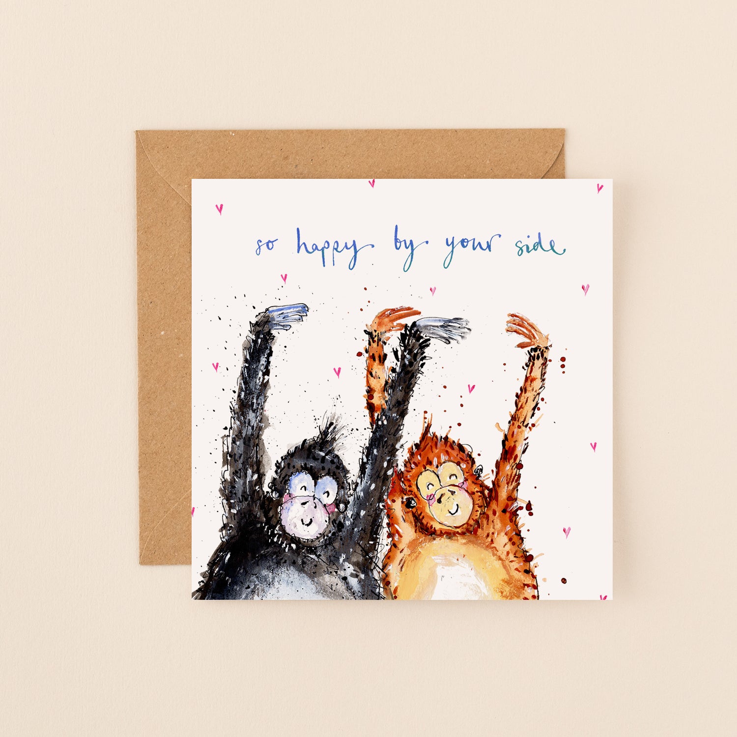 Happy By Your Side Monkeys Love & Friendship Card