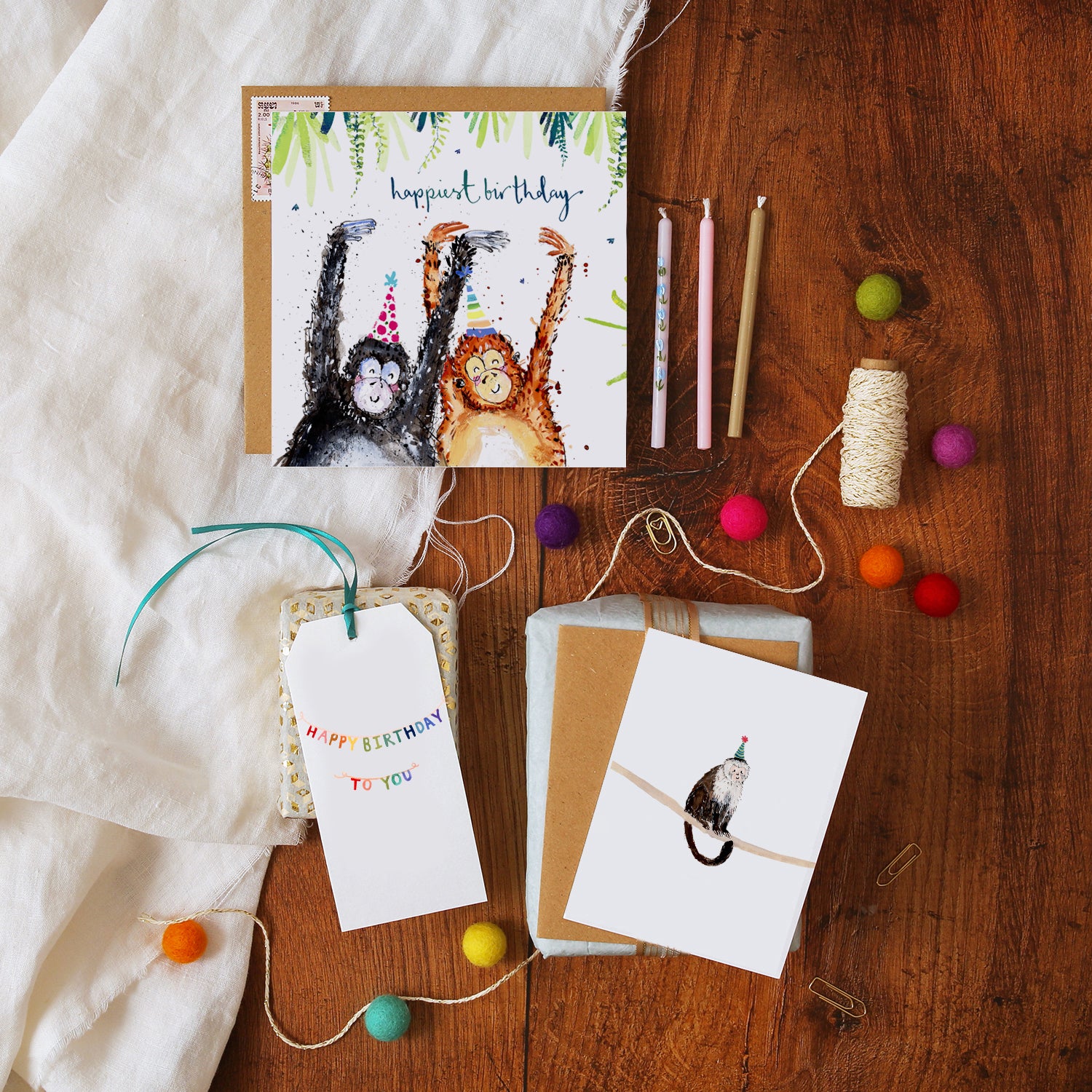 Monkeys Happy Birthday Card