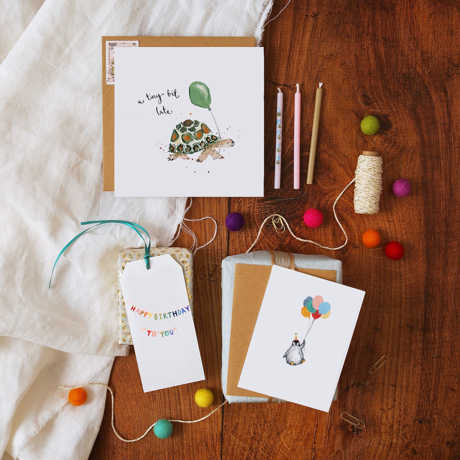 Tortoise Tiny Bit Late Birthday Card