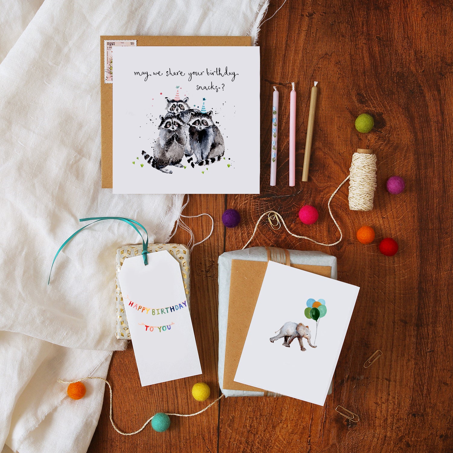 Elephant and Balloons Mini Card