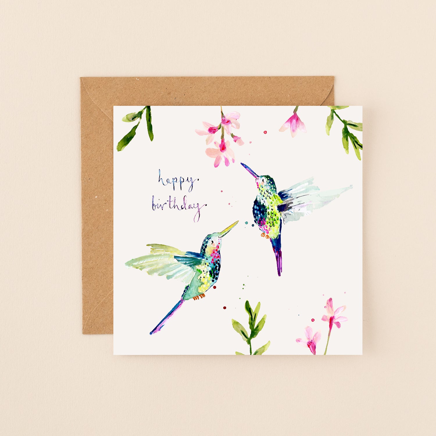 Hummingbirds Happy Birthday Card