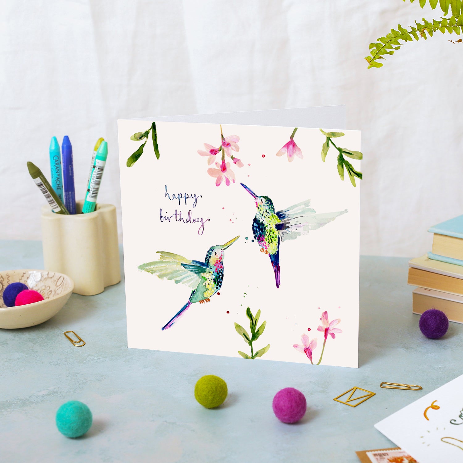 Hummingbirds Happy Birthday Card