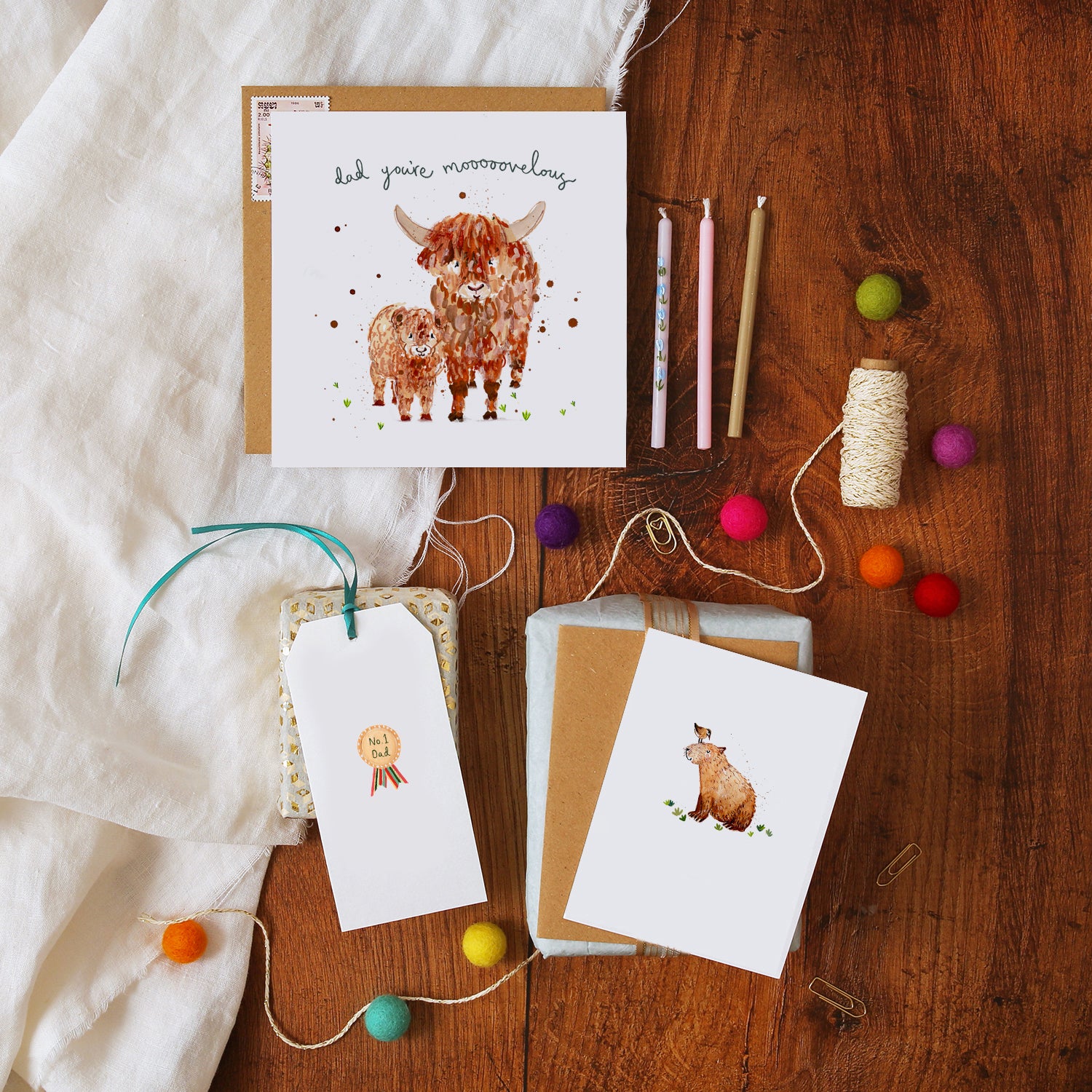 Capybara and Bird Mini Card