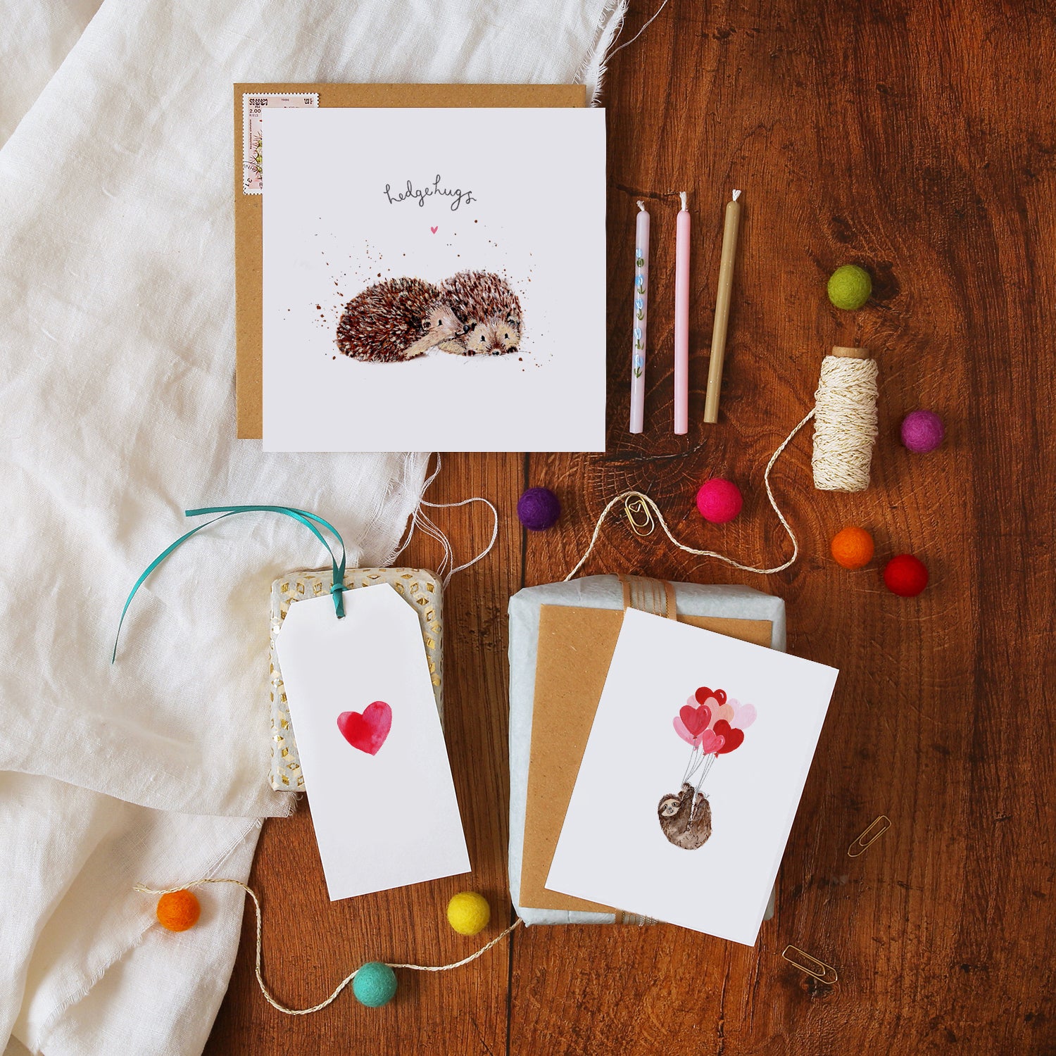 Sloth and Heart Balloons Mini Card