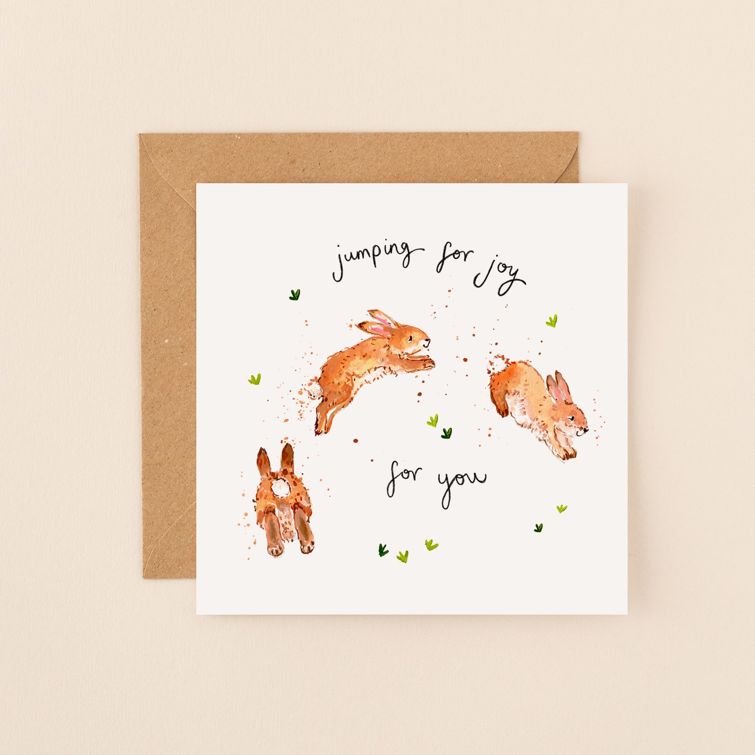 Bunnies Jumping for Joy Congratulations Card