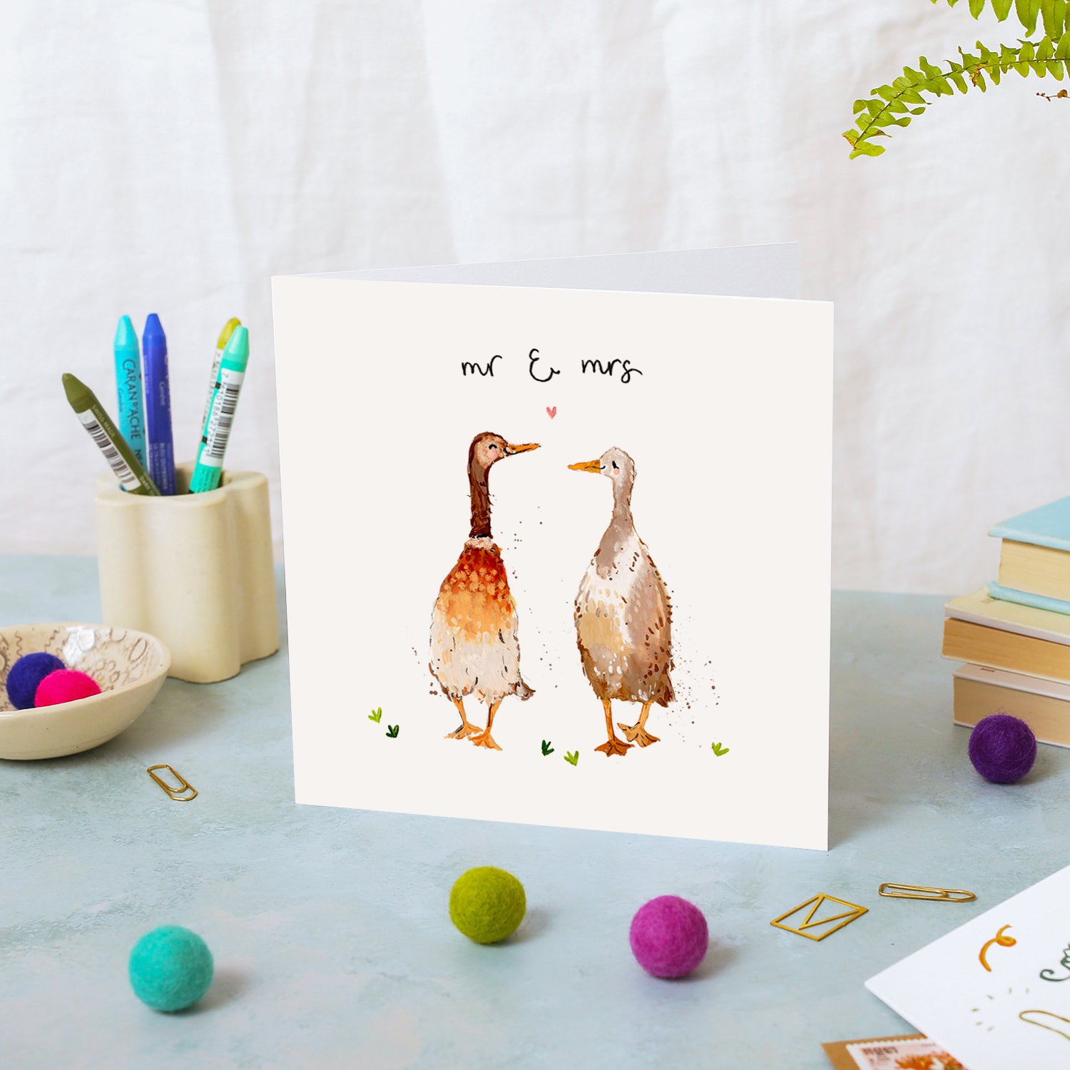 Ducks Mr & Mrs Wedding Card