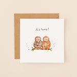 Owls It's Twins New Baby Card