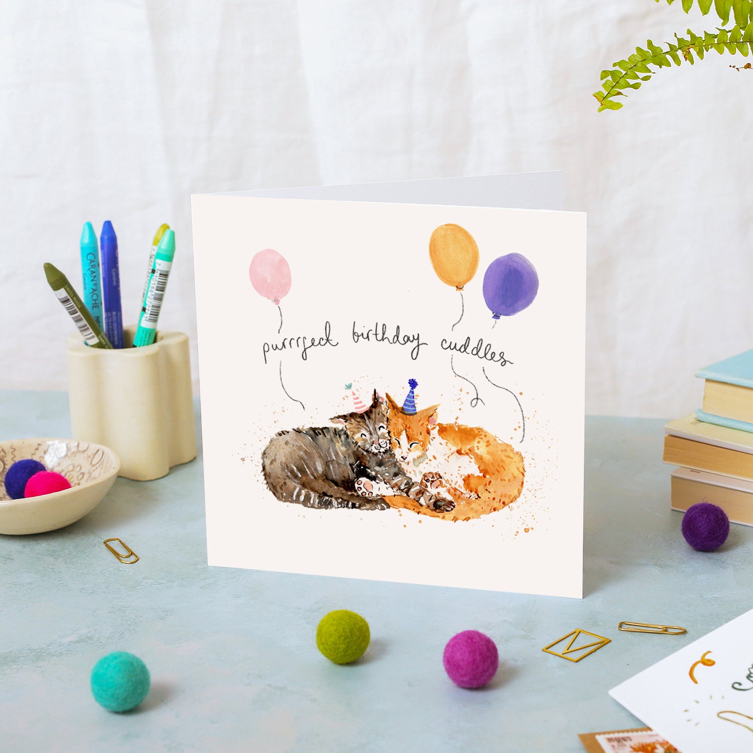 Cats Purrrfect Birthday Cuddles Card