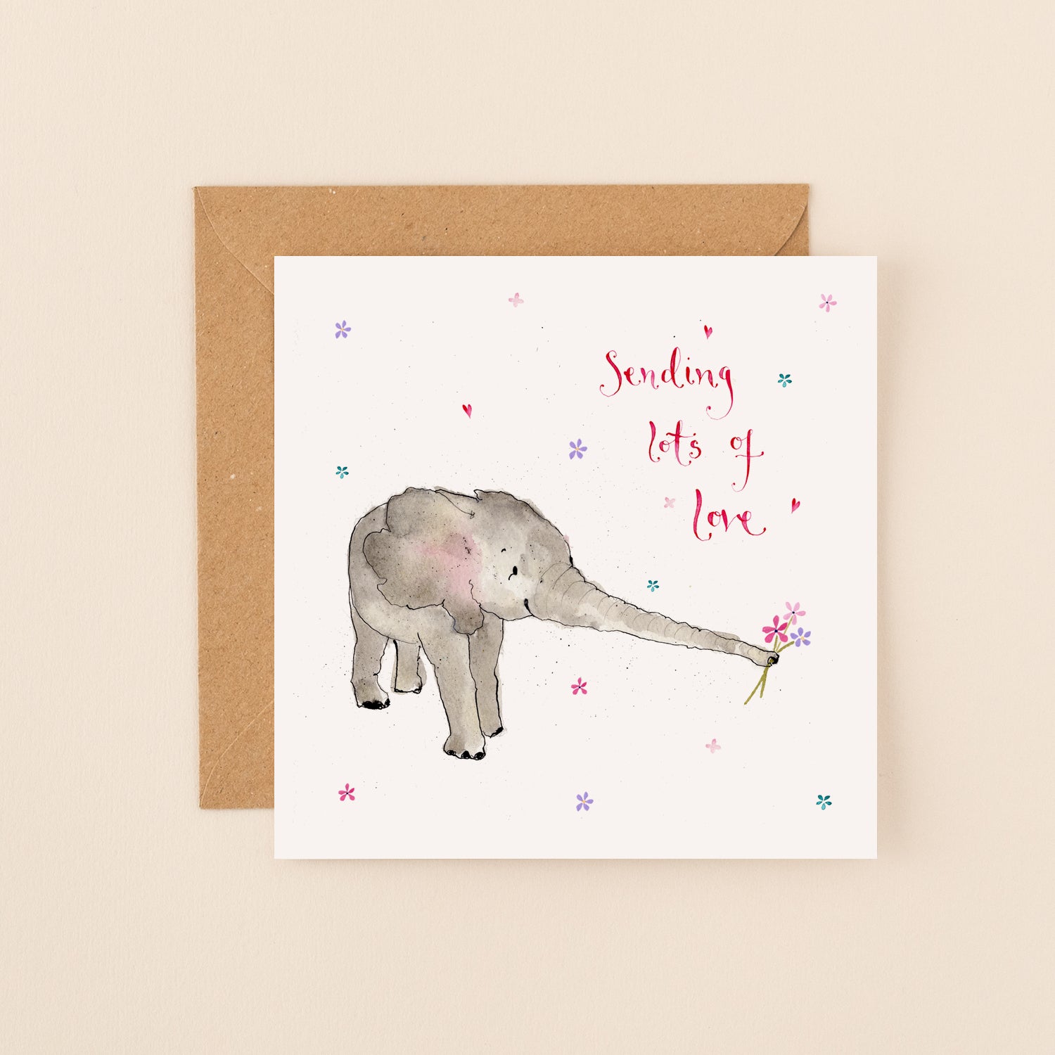 Elephant Sending Lots of Love Friendship Card