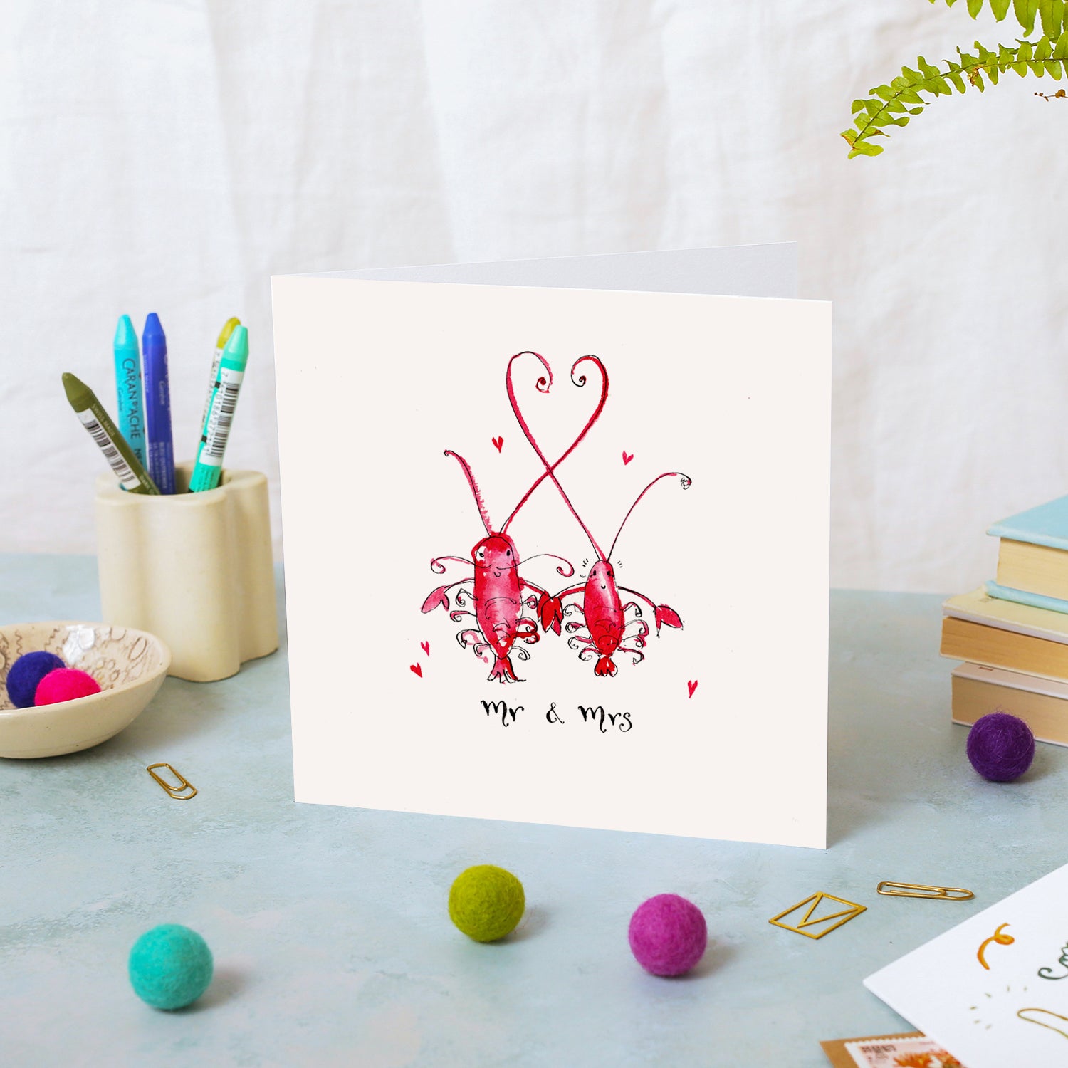 Lobsters Mr and Mrs Wedding Card