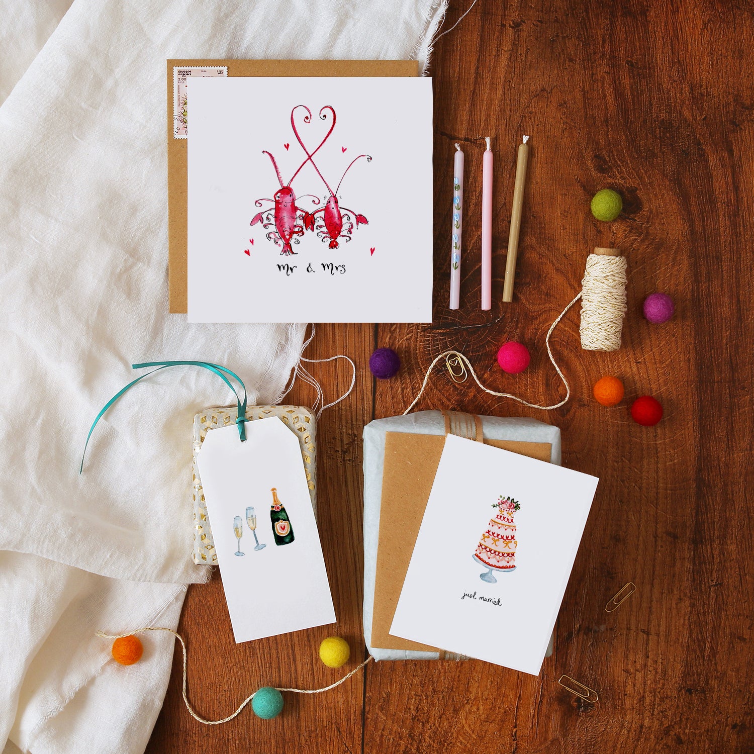 Lobsters Mr and Mrs Wedding Card