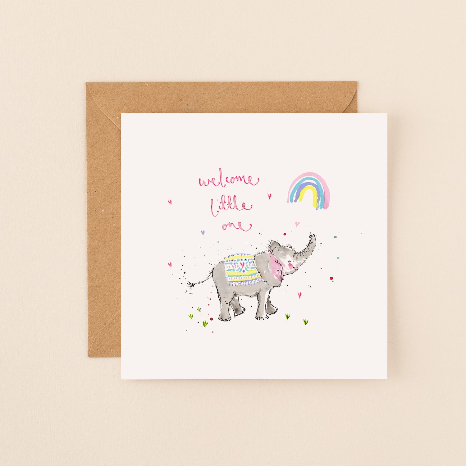 Elephant New Baby Girl Card