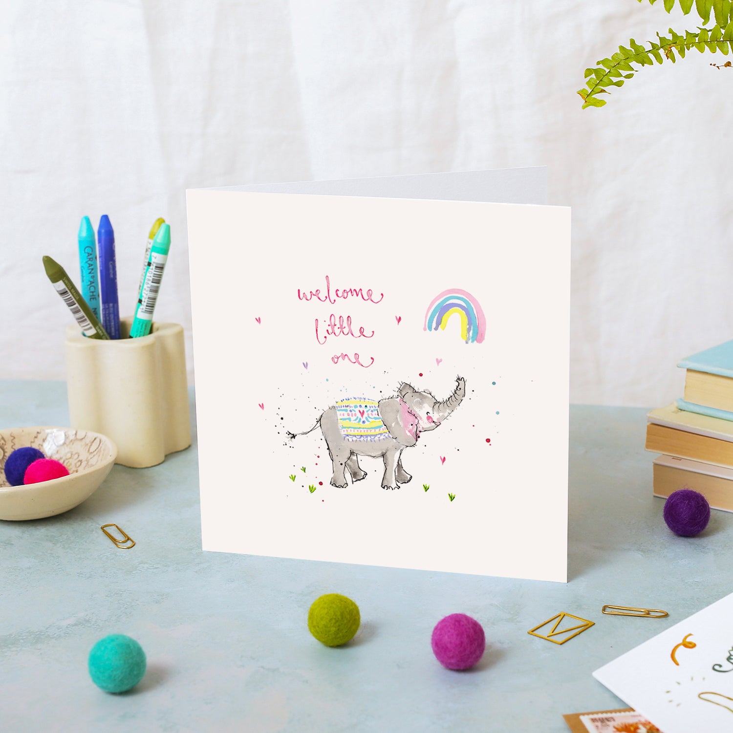 Elephant New Baby Girl Card