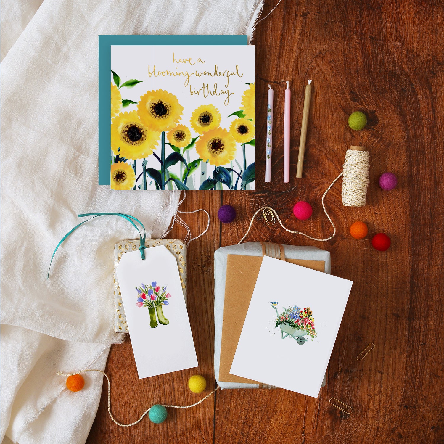 Wheelbarrow of Flowers Mini Card