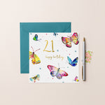 Floral Illustrated Flora 21st Birthday Card