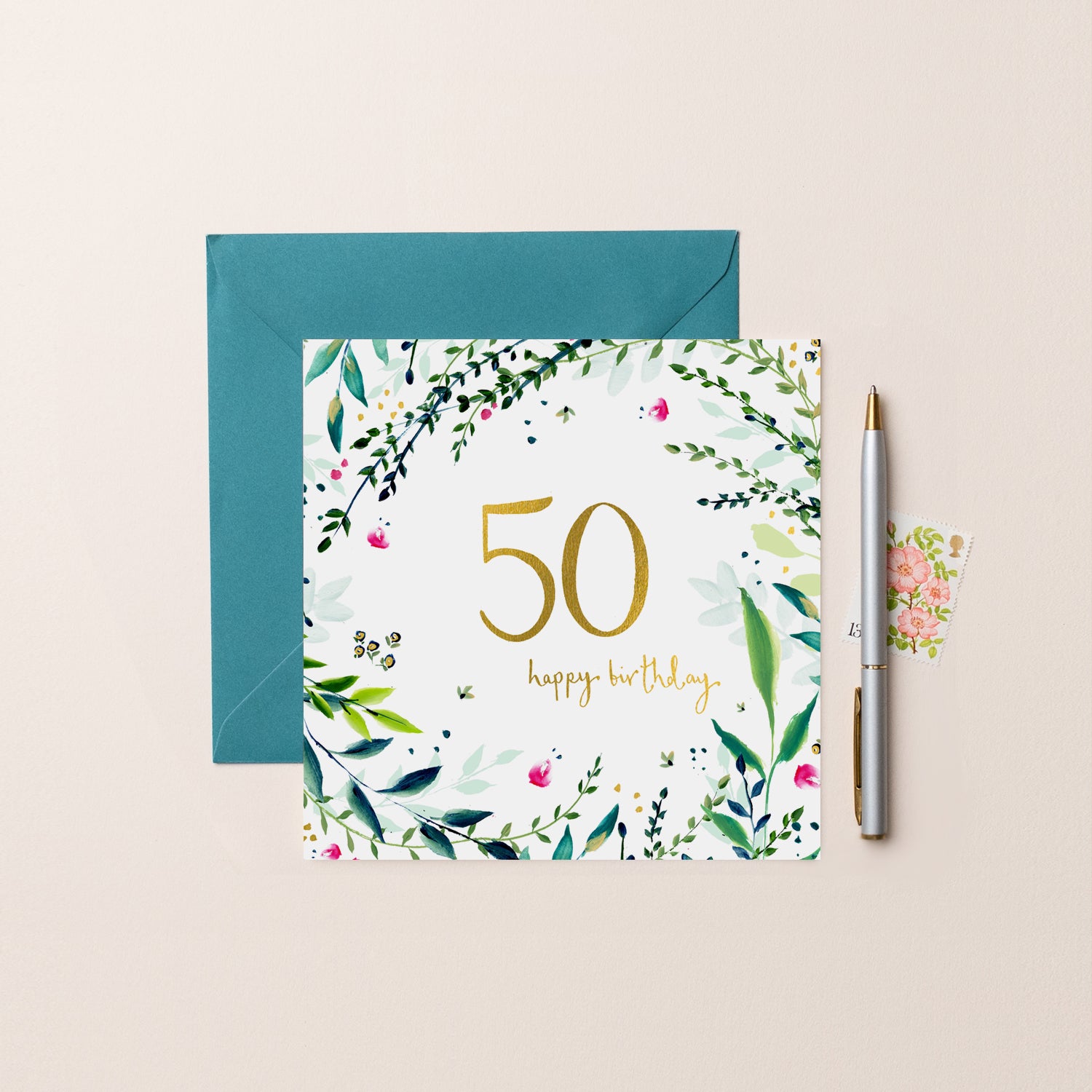 Flora 50th Birthday Card