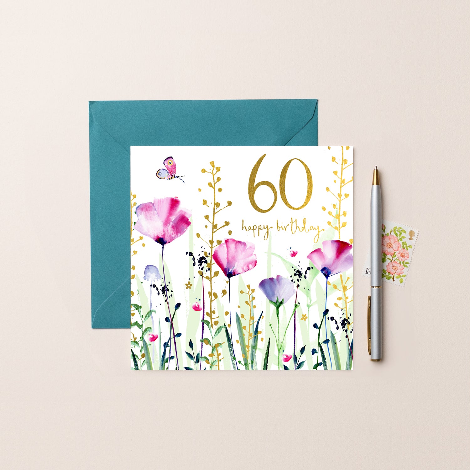 Floral Illustrated Flora 60th Birthday Card