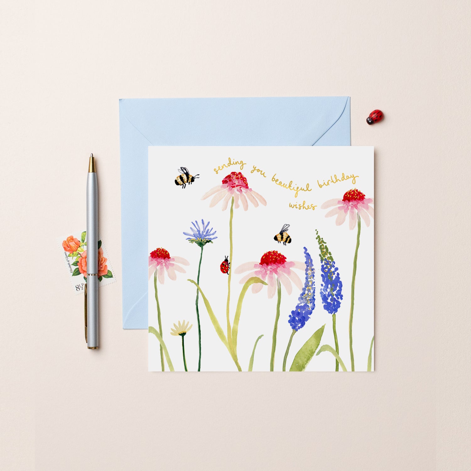 Daisies and Bees Birthday Wishes Birthday Card