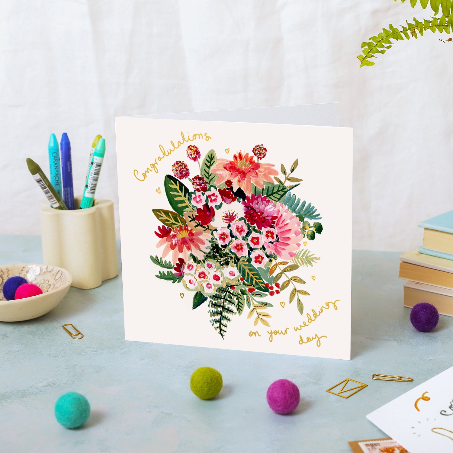 Congratulations Bouquet Wedding Card