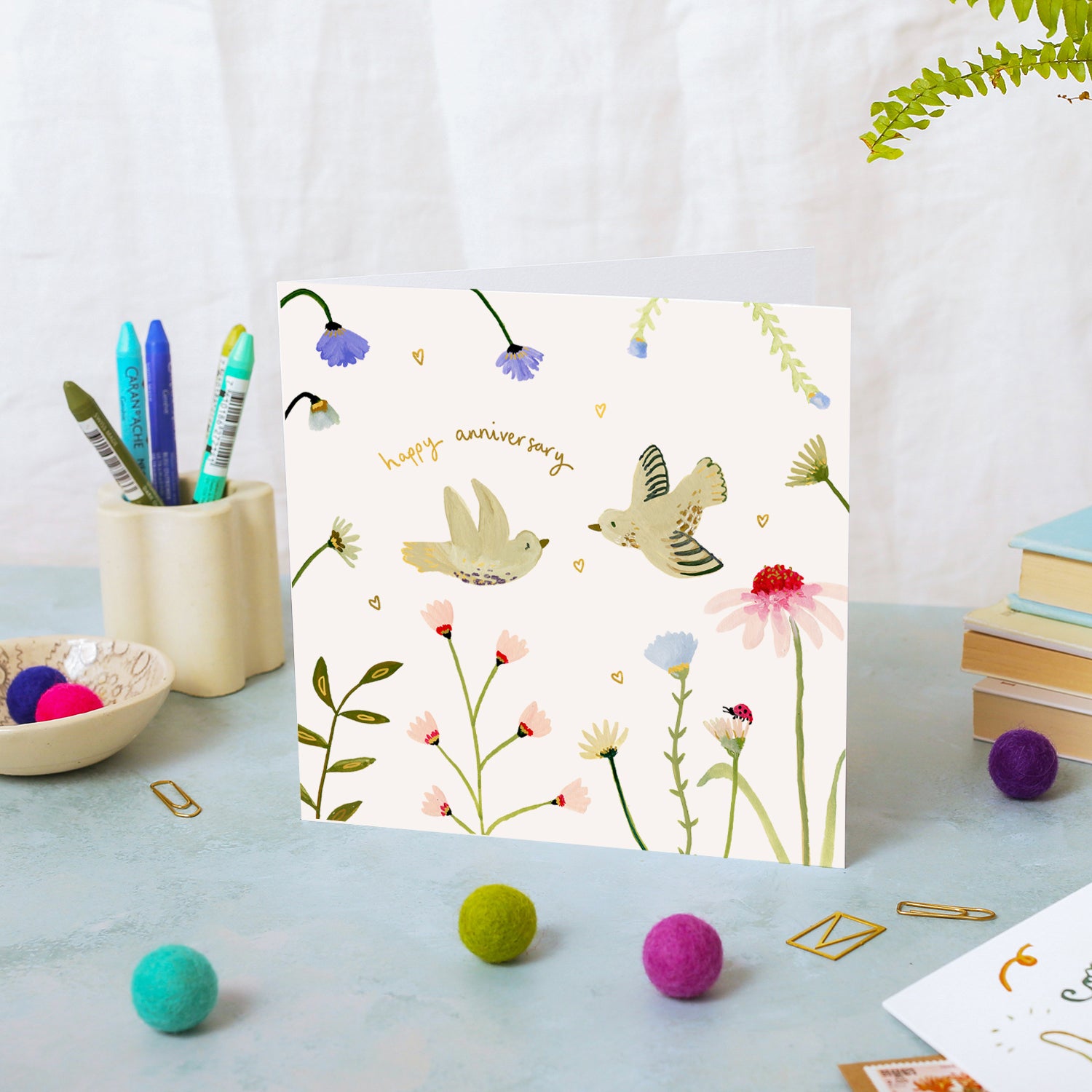 Birds Happy Anniversary Card