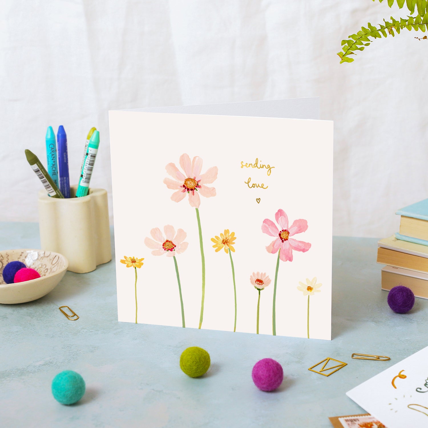 Flowers Sending Love Sympathy Card