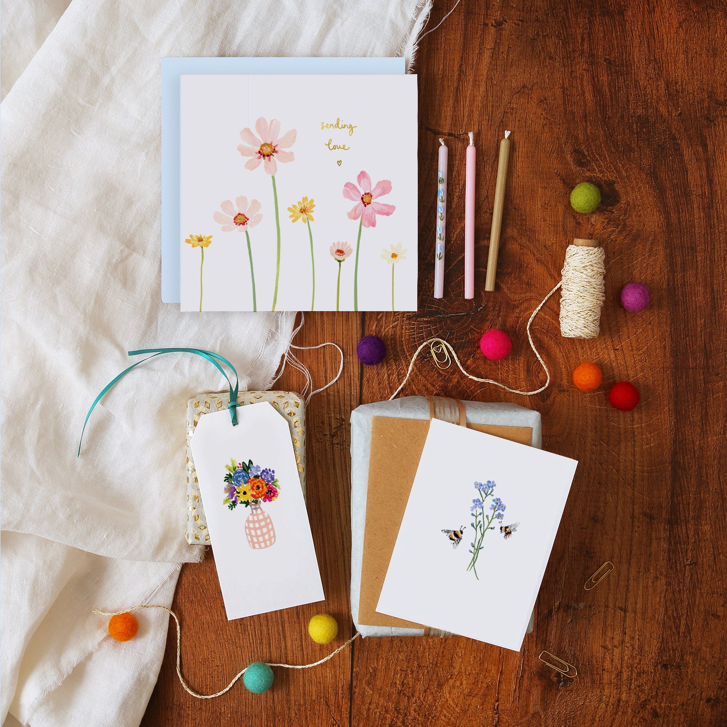 Flowers Sending Love Sympathy Card