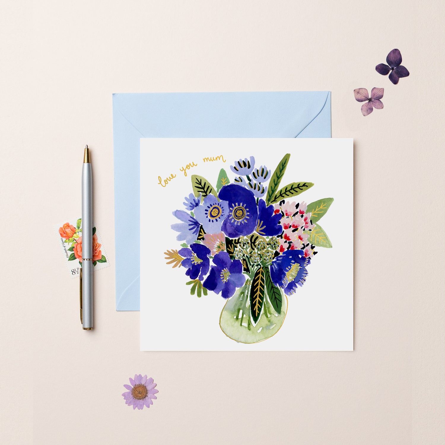 Vase of Flowers Love You Mum Card