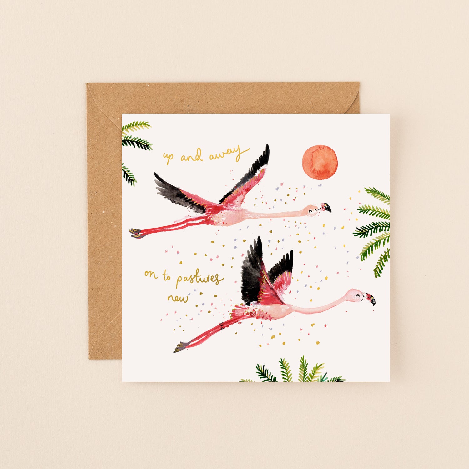 Flamingos On To Pastures New, Sorry You're Leaving Card